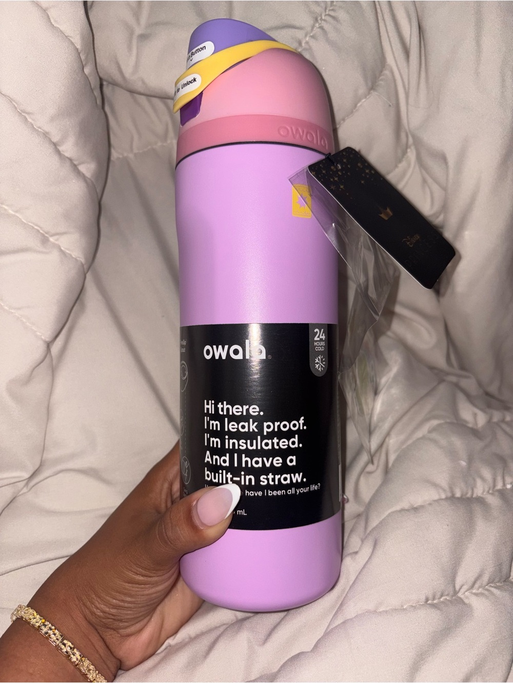 Owala Kids Lavender-Pink Insulated Bottle with Built-In Straw